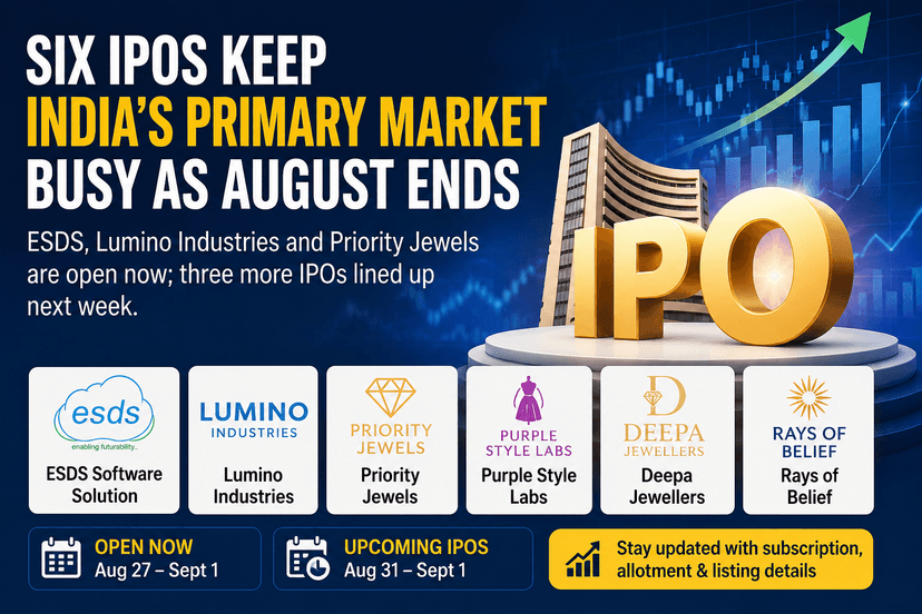 Six IPOs Keep India's Primary Market Busy as August Ends